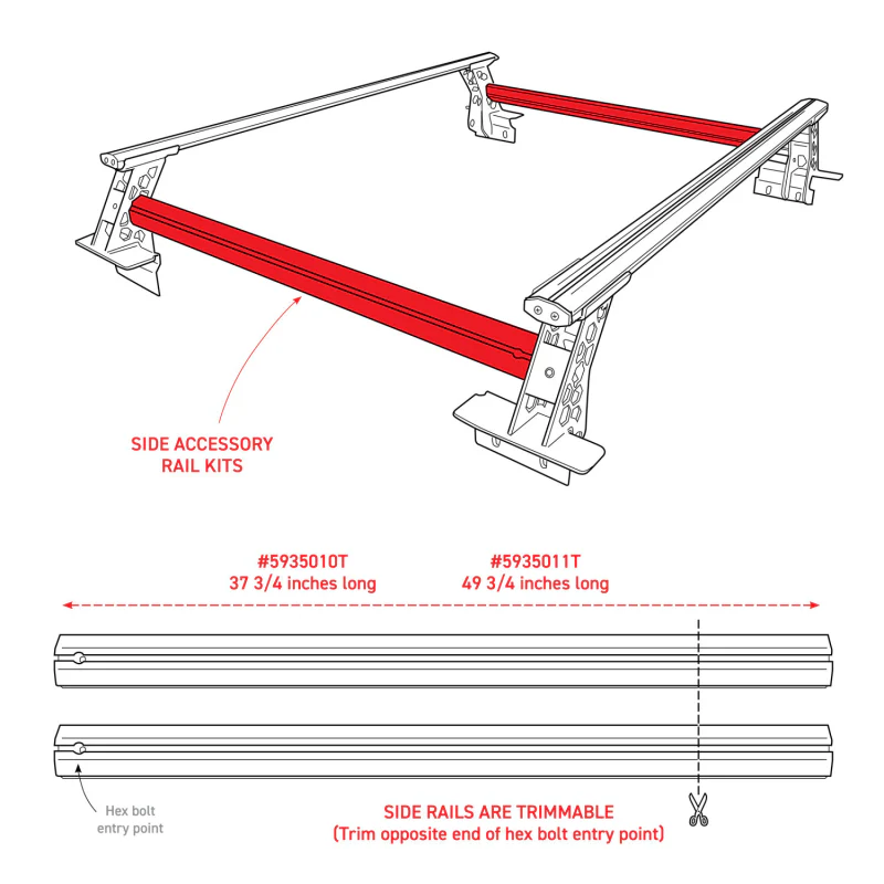 Go Rhino XRS Cross Bars 37 3/4" Side Rail Accessory Kit Model 5935010T - Image 3
