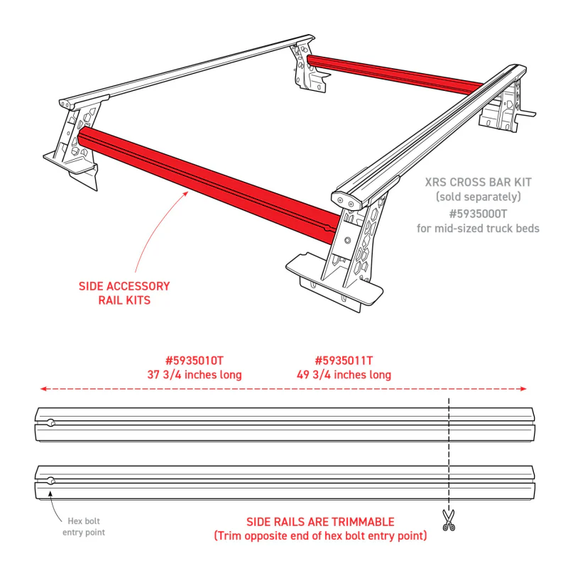 Go Rhino XRS Cross Bars 49 3/4" Side Rail Accessory Kit Model 5935011T - Image 4