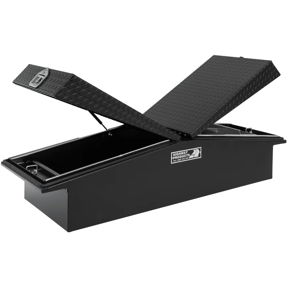 Highway Products 71 X 16 X 23 Gull Wing Crossover Tool Box With Smooth Black Base Black Diamond Plate Lid **No Boweyes 3412-005-BK62