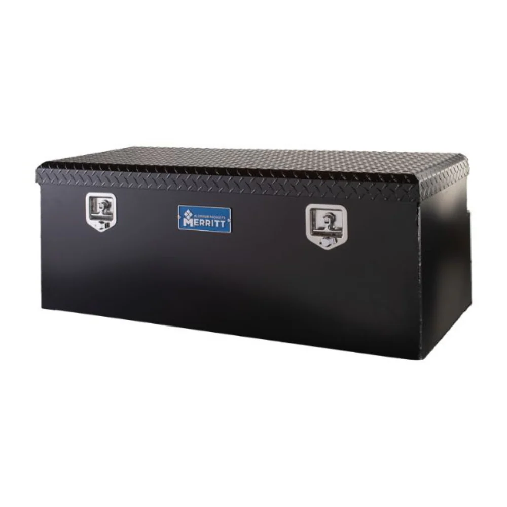 Merritt Chest Tool Box 16"H x 20"D x 38"L Gloss Black Smooth Aluminum Box Diamond Plate Lid Compact Trucks Model 710418-123