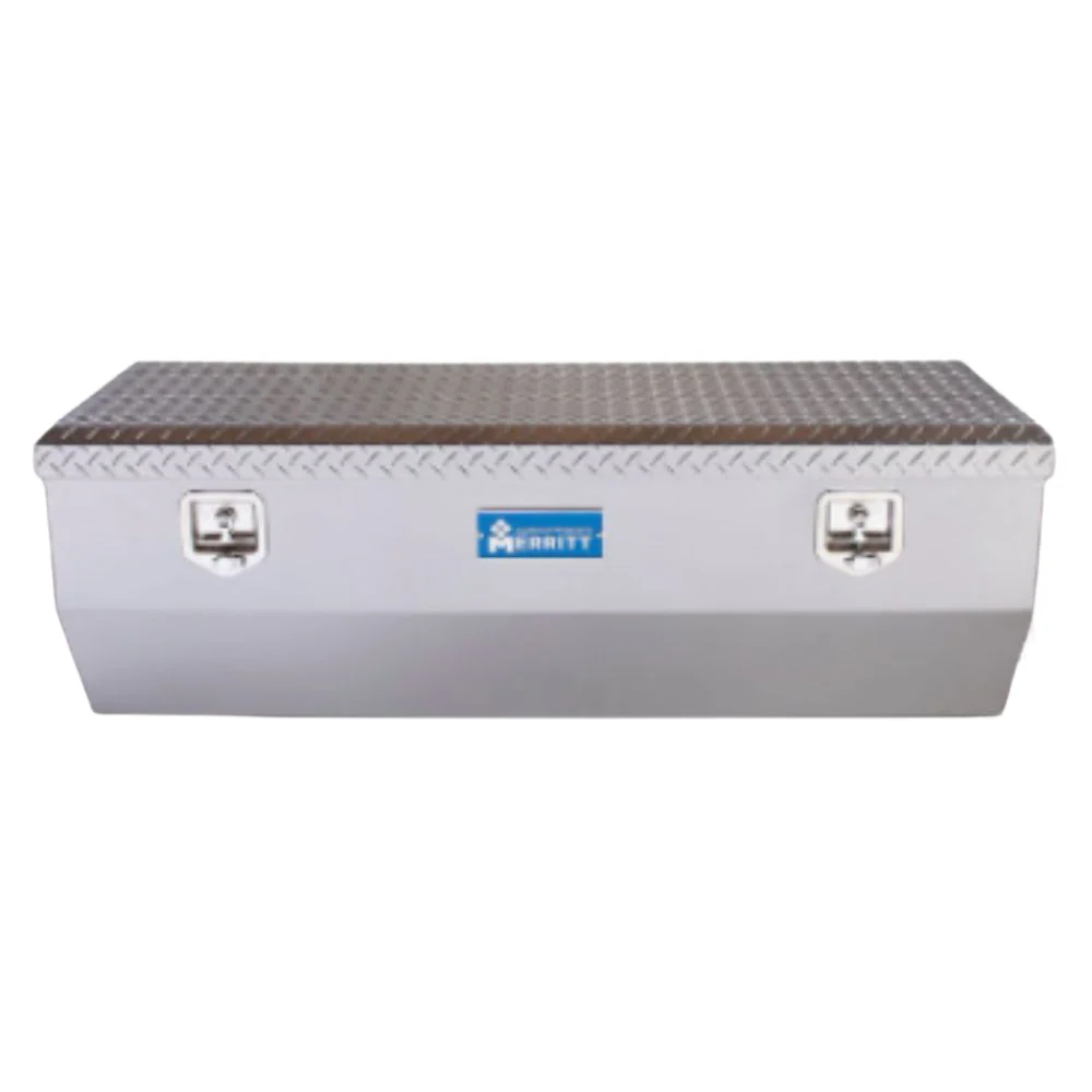 Merritt Chest Tool Box 19"H x 20"D x 47"L Tapered Front No Powder Coat Smooth Aluminum Box Diamond Plate Lid Full Size and Mid Size Trucks Model 710416-121
