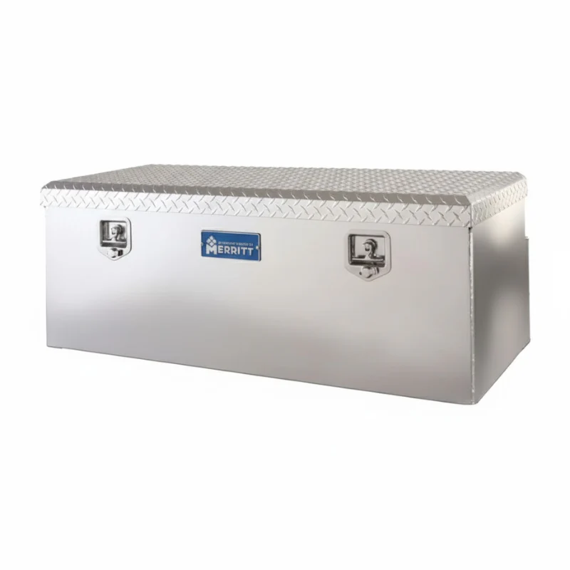 Merritt Chest Tool Box 19"H x 20"D x 51"L Gloss Aluminum Smooth Aluminum Box Diamond Plate Lid Full Size Trucks Model 710414-122