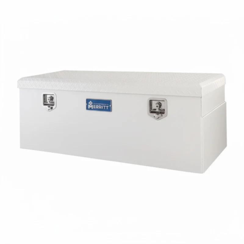 Merritt Chest Tool Box 19"H x 20"D x 51"L White Smooth Aluminum Box Diamond Plate Lid Full Size Trucks Model 710414-125