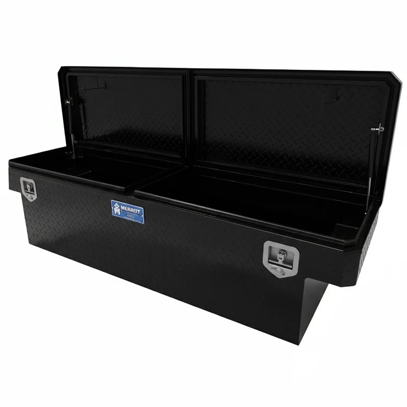 Merritt Crossover Tool Box Extra Deep 16"H x 20"D x 60"L Diamond Plate Gloss Black Double Lid Mid Size Trucks Model 710212-113