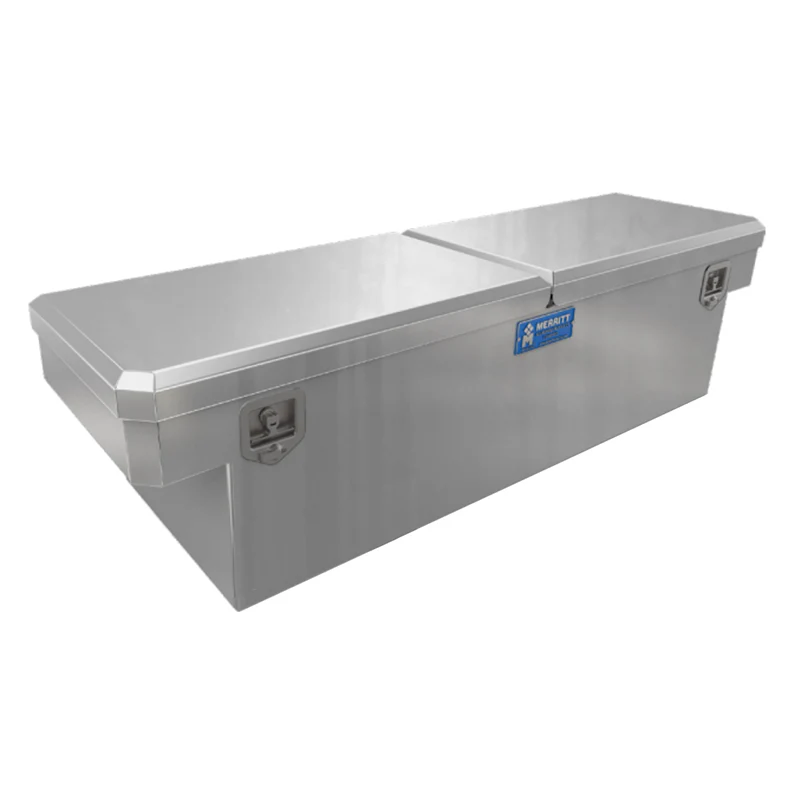 Merritt Crossover Tool Box Standard Depth 14"H x 20"D x 60"L Smooth Aluminum Bare Metal Double Lid Mid Size Trucks Model 710213-221