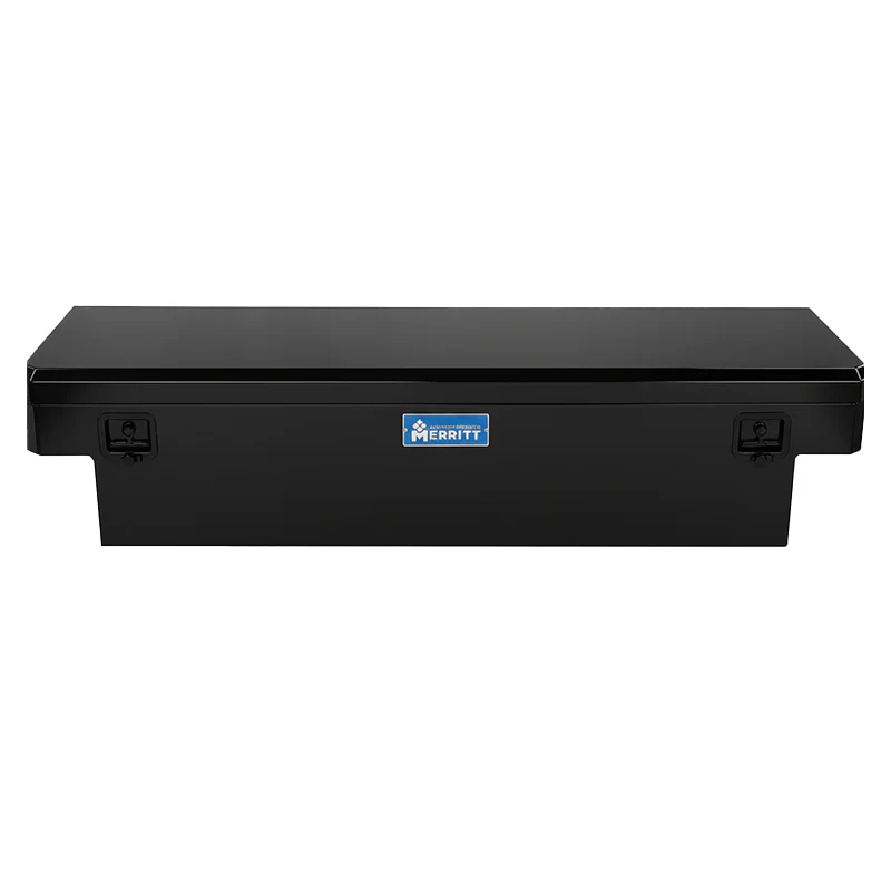 Merritt Crossover Tool Box Standard Depth 16"H x 20"D x 70"L Smooth Aluminum Satin Black Single Lid Full Size Trucks Model 710109-224