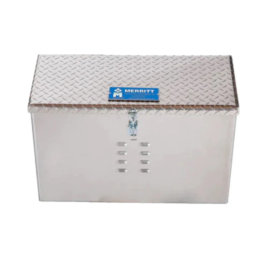 Merritt DEF Storage Box 18 (H) × 28 (D) × 12 (L) In Aluminum with Diamond Plate Door With Two Rows of Louvers on Front Model 3631