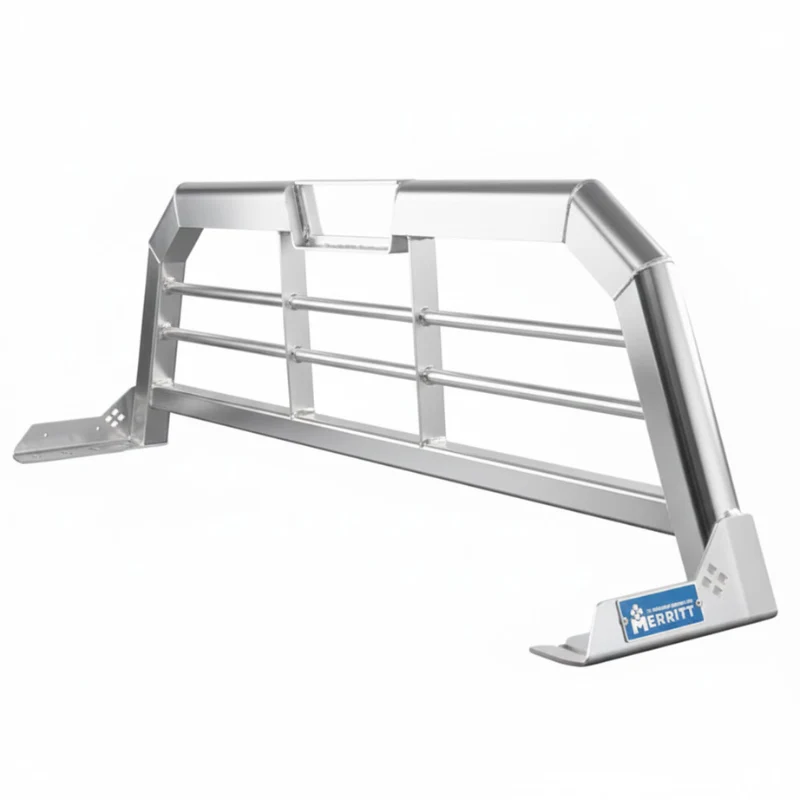 Merritt Gloss Aluminum Aluminum Headache Rack Horizontal Bar Cab High Select Ford F-150 Chevy GMC HD Model 720205-132