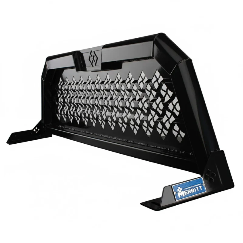 Merritt Gloss Black Aluminum Headache Rack Punched Panel Cab High Select RAM Ford F-150 Model 720206-233