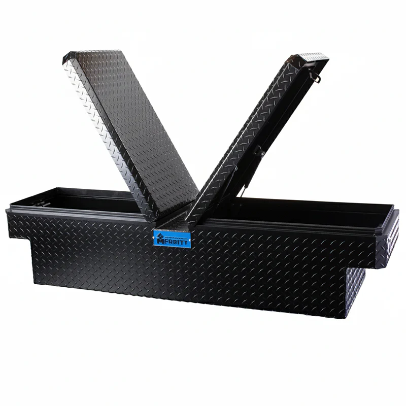 Merritt Gull Wing Crossover Tool Box Standard Depth Diamond Tread Aluminum Satin Black 16"H x 20"D x 70"L Full Size Trucks Model 710709-114