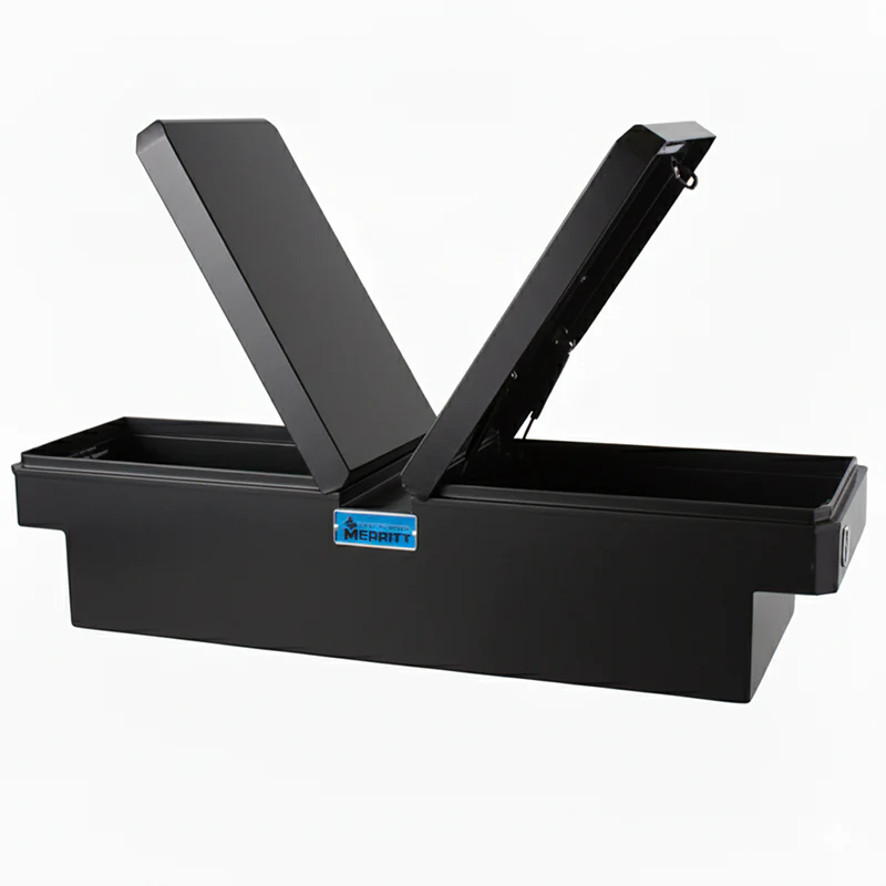 Merritt Gull Wing Crossover Tool Box Standard Depth Smooth Aluminum Satin Black 14"H x 20"D x 60"L Mid Size Trucks Model 710713-224