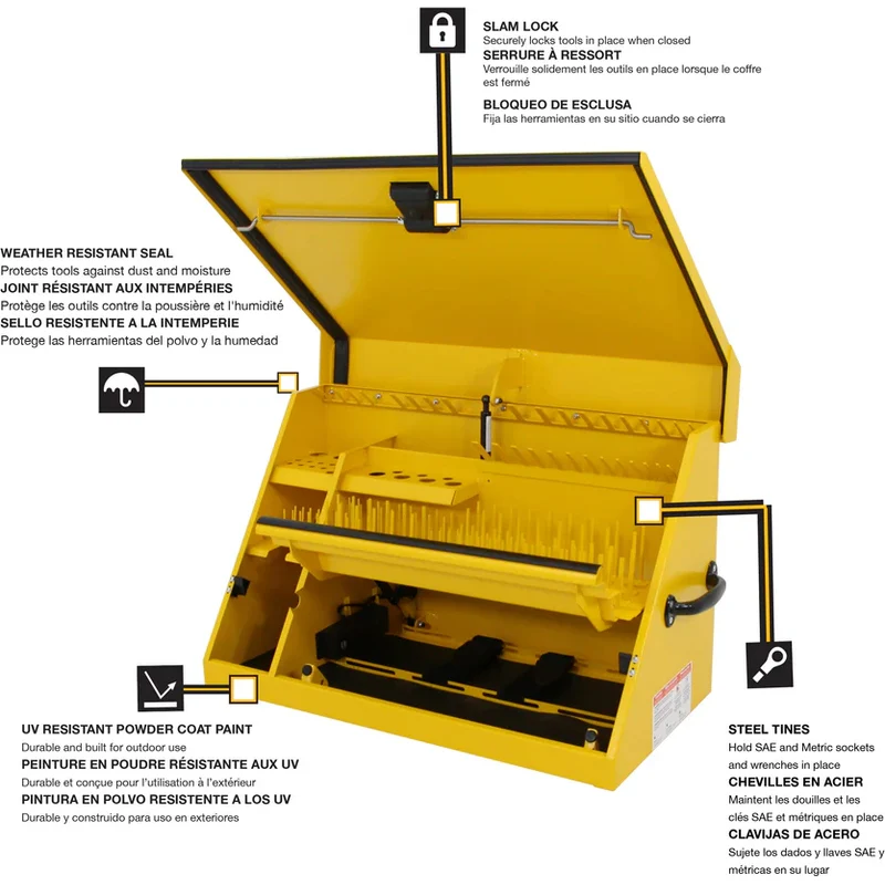 Montezuma 30 x 15 In. Steel Dewalt Triangle® Toolbox Yellow Top Mount Toolbox DXTB30YY - Image 12