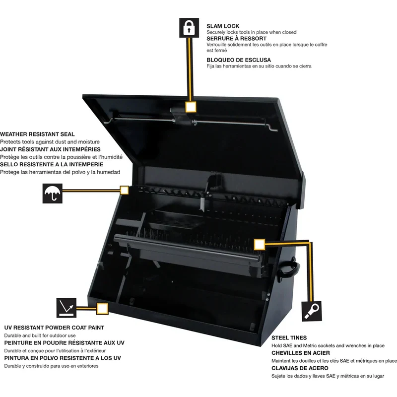 Montezuma 30 x 15 In. Steel Triangle® Toolbox Black Top Mount Toolbox DXTB30BB - Image 15