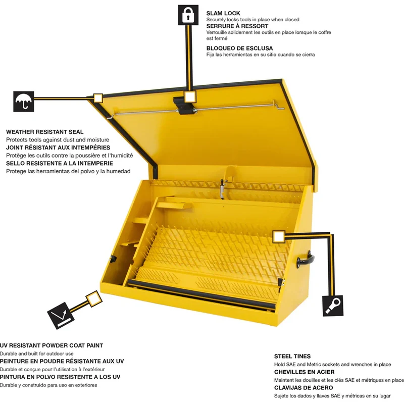 Montezuma 36 x 17 In. Steel Triangle® Toolbox Yellow Top Mount Toolbox DXTB36YY - Image 16