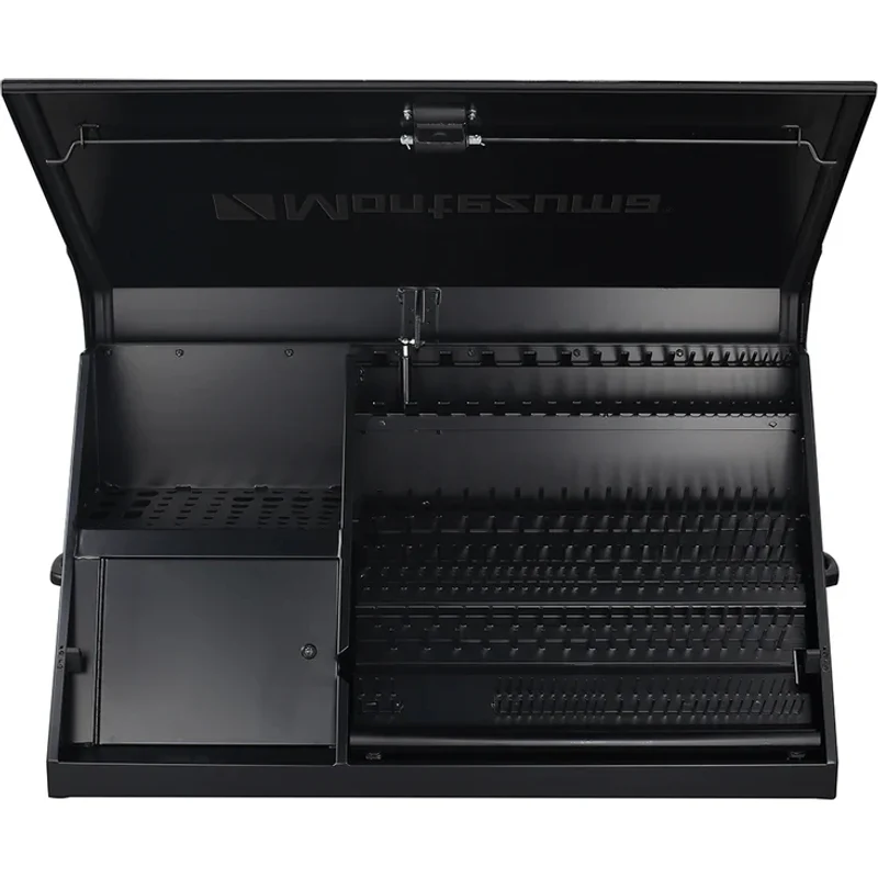 Montezuma 41 x 18 In. Steel Triangle® Toolbox Flat Black Top Mount Truck Box DX411FB - Image 4