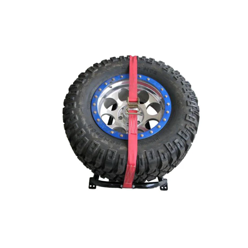 N-Fab Gloss Black Bed Mounted Tire Carrier w/ Red Strap Model BM1TCRD - Image 2
