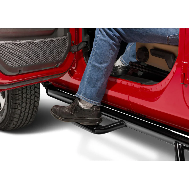 N-Fab Wheel To Wheel Side Steps Gloss Black Steel Model J1866-GB - Image 2