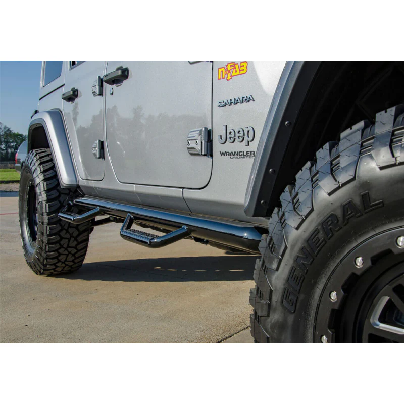 N-Fab Wheel To Wheel Side Steps Gloss Black Steel Model J1866-GB - Image 4