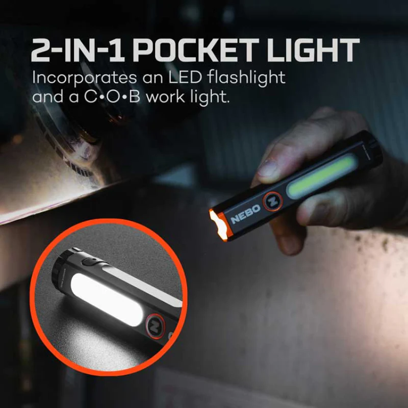 NEBO Mini Larry 500 Lumen Flashlight and Work Light 450 Lumen Model NEB-POC-1004 - Image 2