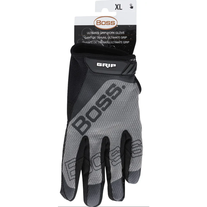 PIP Boss Black/Gray Gloves, Synthetic Leather Palm W/Silicone Grip/Touchscreen Friendly-Size XL Model 120-MG1220T/XL - Image 2