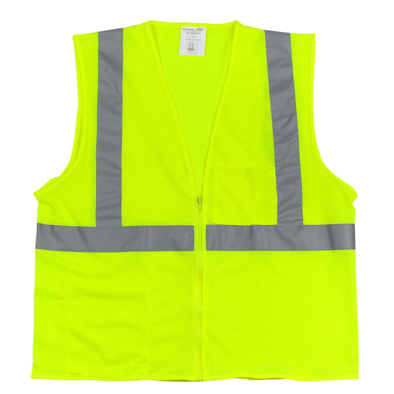 PIP Class 2 Mesh Vest, 2 Pockets, Zipper Closure, 2In. Tape, Lime Yellow, Med Model 302-0702Z-LY/M - Image 2