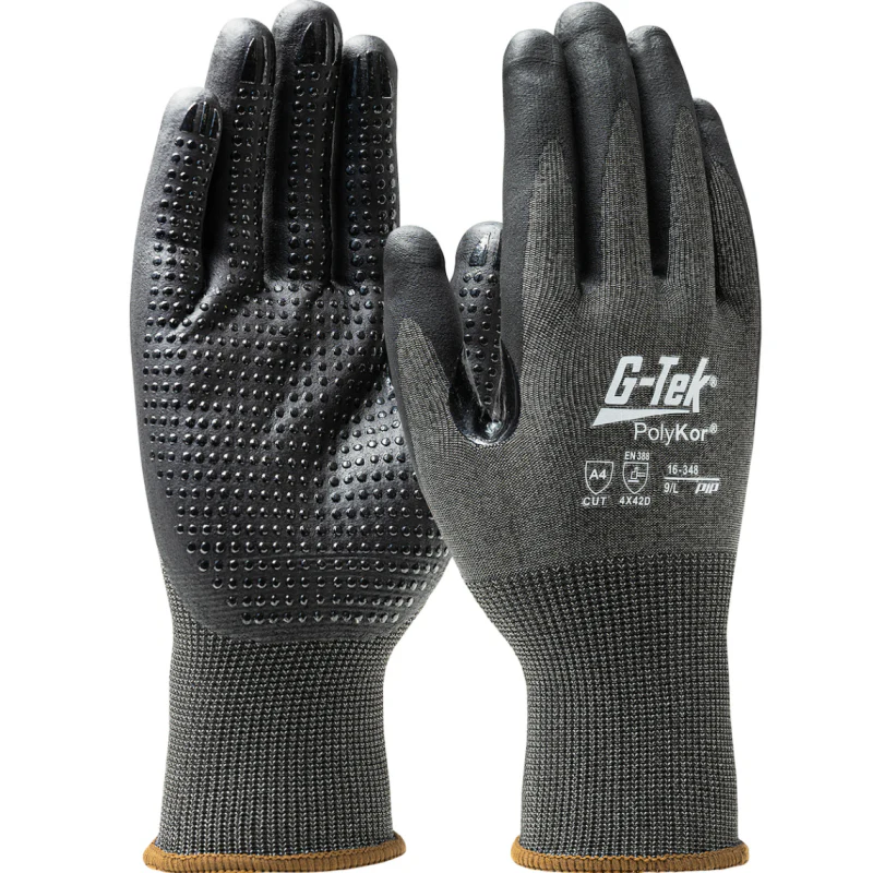PIP G-Tek Seamless Knit PolyKor® Glove W/ Nitrile Coated Foam Grip, XXL, Salt & Pepper, 12Pk Model 16-348-XXL