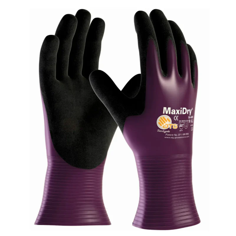 PIP Maxidry Gloves By ATG®, Drivers Style, Purple/Black Nitrile Non-Slip, XL Model 56-426/XL
