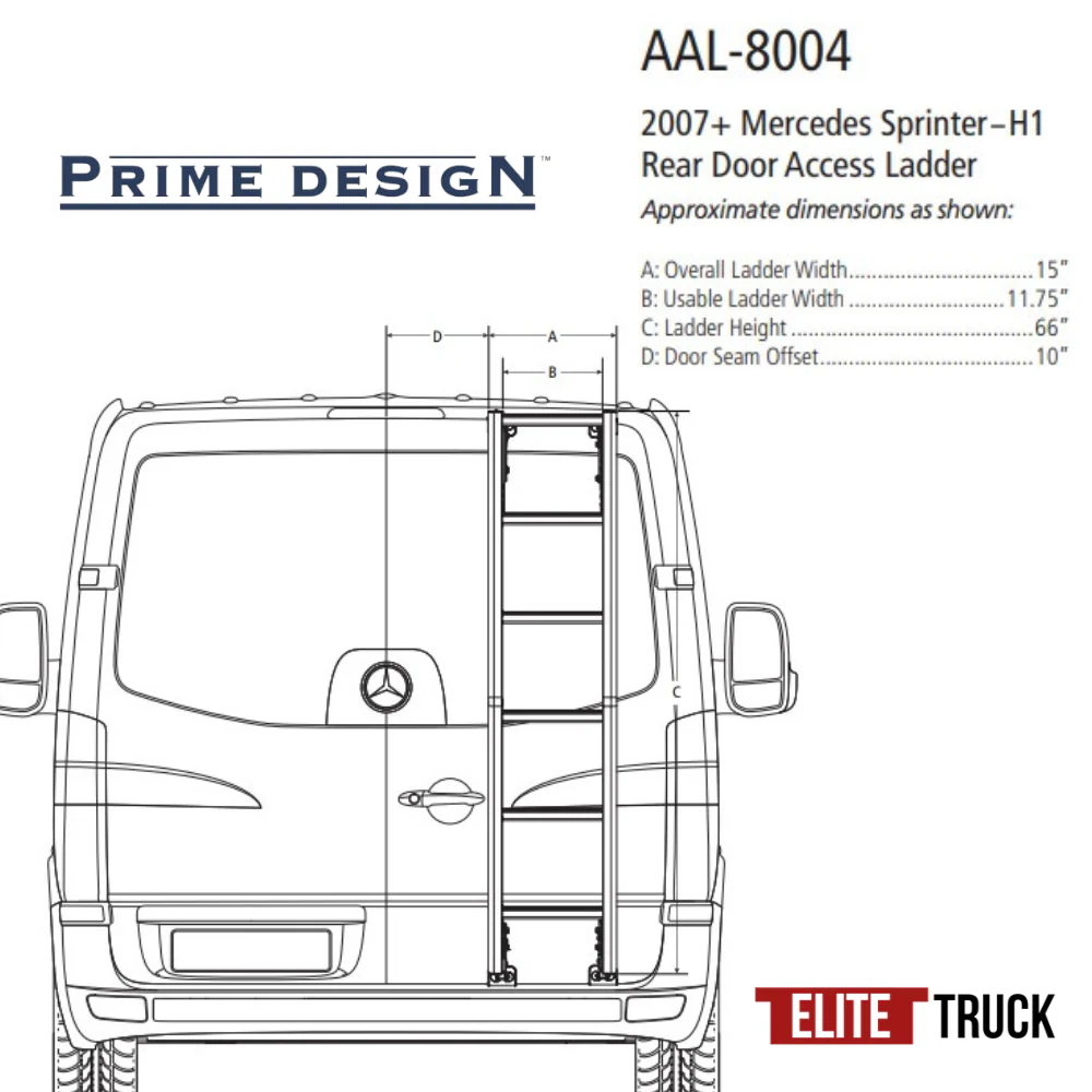 Prime Design Aluminum Rear Access Ladder for RAM ProMaster Low Roof AAL-8012 - Image 2