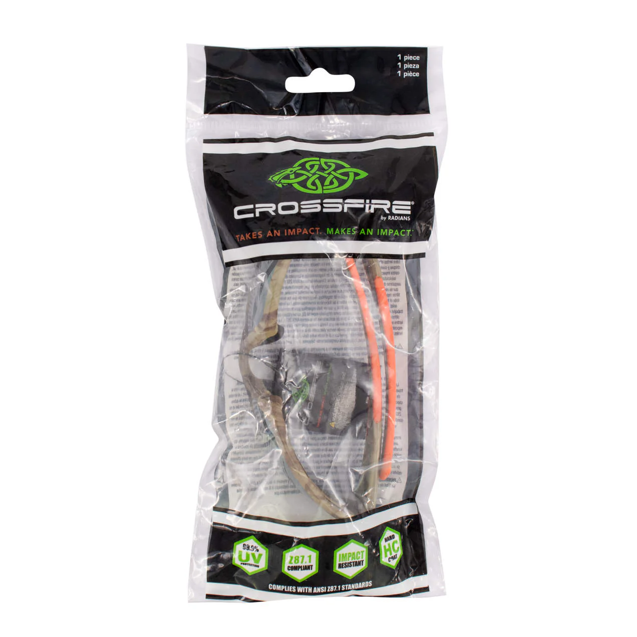 Radians Crossfire Cumulus Premium Safety Eyewear, Camo Frame / Gold Mirror Lens RNS411432 - Image 9