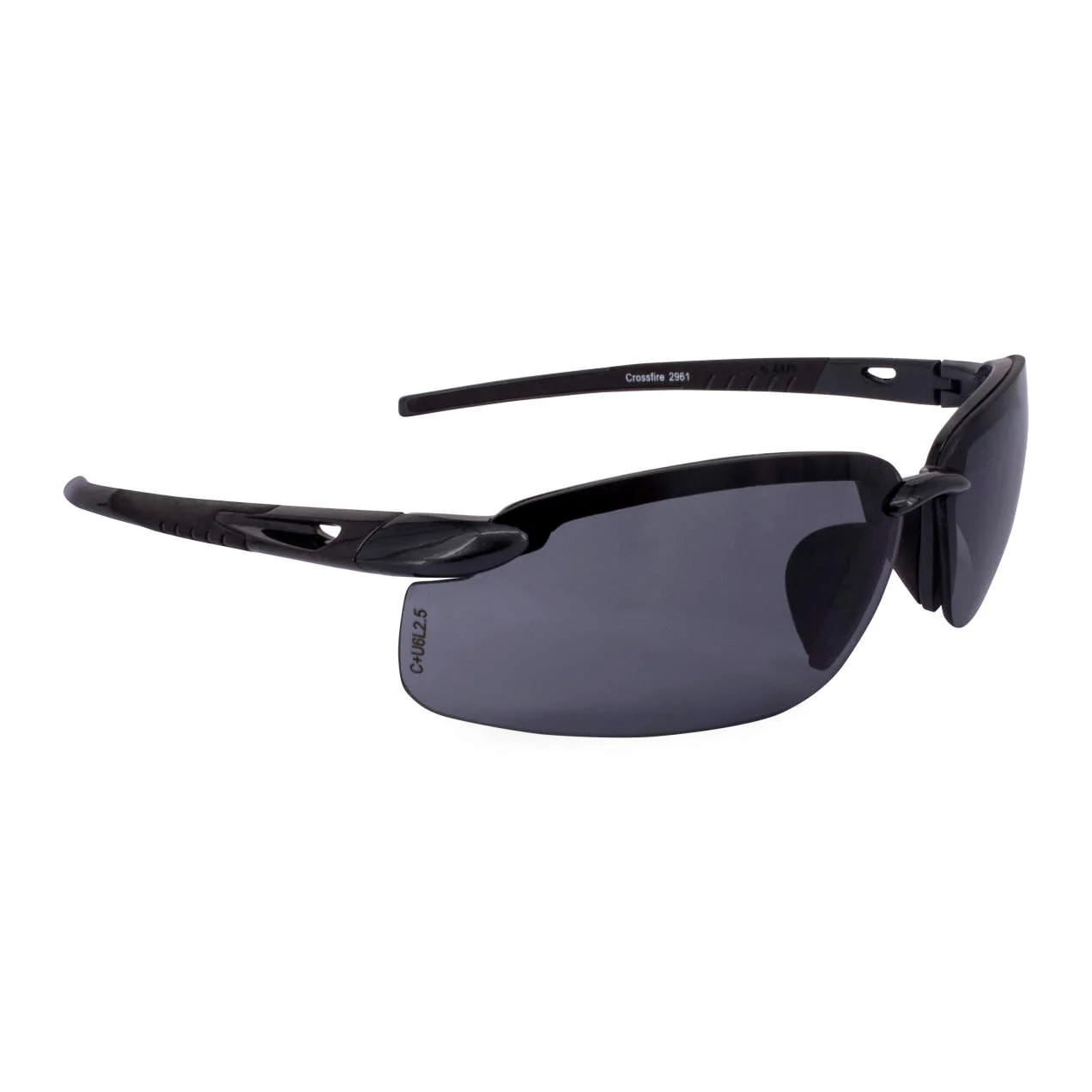 Radians Crossfire ES5 Premium Safety Eyewear, Pearl Black Frame / Smoke Lens RNS2961