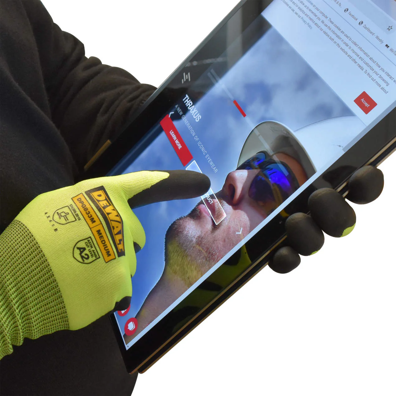 Radians Dewalt Hi-Vis Touchscreen A2 Cut Glove, Medium RNSDPG833TM - Image 5