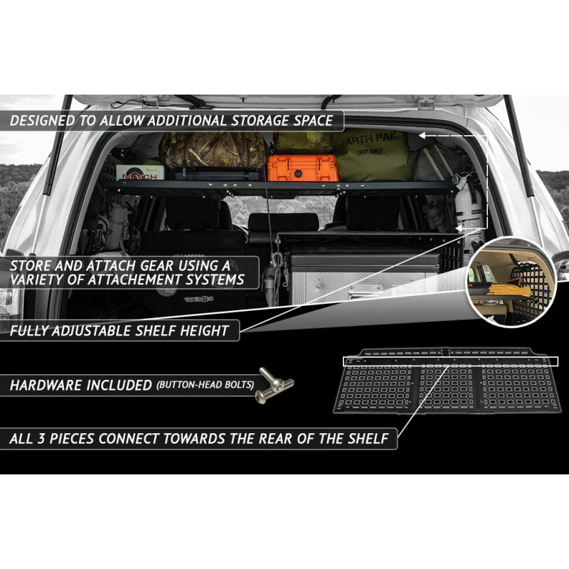 Rago Fabrication 2010-2022 5th Gen Toyota 4Runner Molle Storage Panel Shelf Model R1019T4RURCS - Image 5