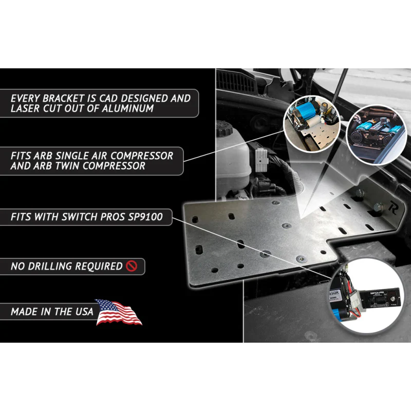 Rago Fabrication 2010-2023 5th Gen Toyota 4Runner Air Compressor Mount Model R1418TT4RARB - Image 8