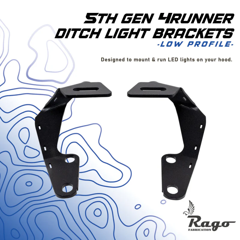 Rago Fabrication 2010-2023 5th Gen Toyota 4Runner Low Profile Ditch Light Mounts Model R1000T4RUDIT-LP - Image 10