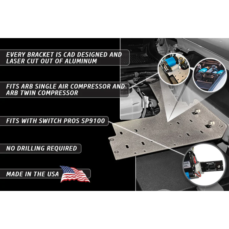 Rago Fabrication 2016-2023 3rd Gen Tacoma Air Compressor Mount Model R1519TTACARB-NB - Image 10