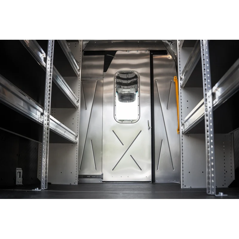 Ranger Design Aluminum 20" Straight Sliding Door Partition for Mercedes Sprinter High Roof 144" & 170" Wheelbase w/ Polycarbonate Window Model 3067-DH - Image 2