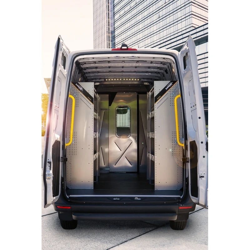 Ranger Design Aluminum 20" Straight Sliding Door Partition for Mercedes Sprinter High Roof 144" & 170" Wheelbase w/ Polycarbonate Window Model 3067-DH - Image 3