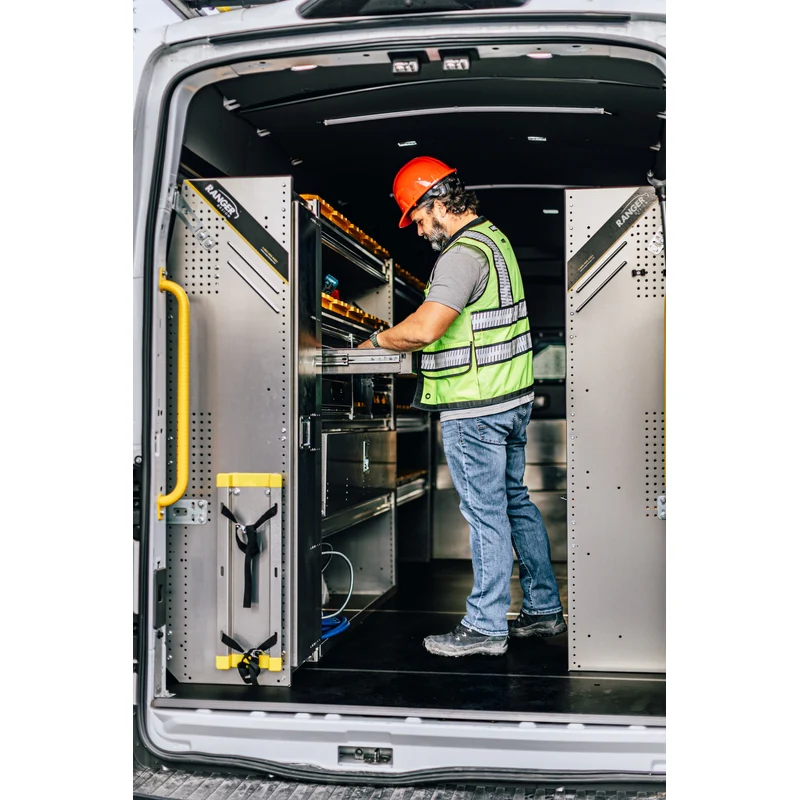 Ranger Design N5 Composite 4 Tray Aluminum Bookshelf for High Roof Vans 16"x12"x62" Model N5-RA12-4C - Image 2