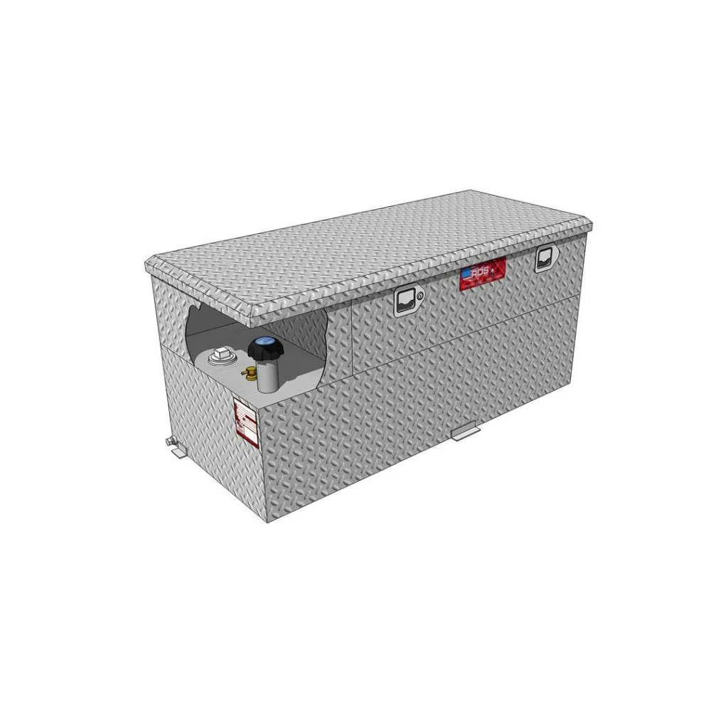 RDS 50 Gallon Transfer Tank & Toolbox Combo With 8 GPM Pump Bright Aluminum 48X20X22.75 Model # 74724 - Image 4