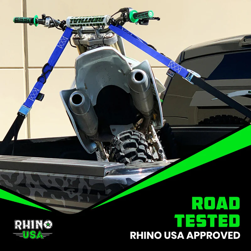 Rhino USA 1.5In X 8Ft Cambuckle Motorcycle Tie-Down Straps (2-Pack) Blue Model RNO-CAMSOFT-BLU - Image 5