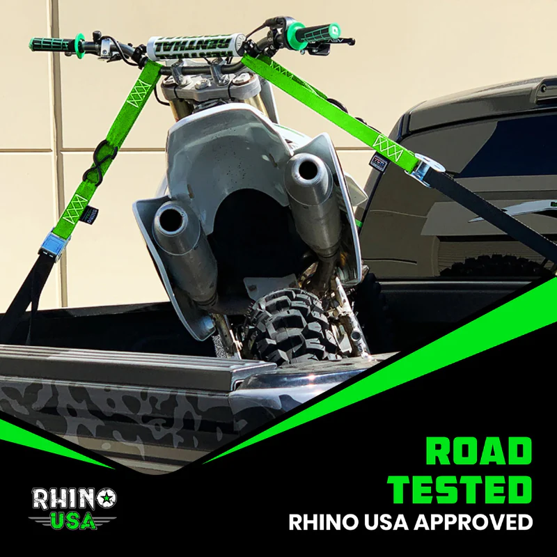 Rhino USA 1.5In X 8Ft Cambuckle Tie-Down Straps (2-Pack Green) Model RNO-CAMSOFT-GRN - Image 5