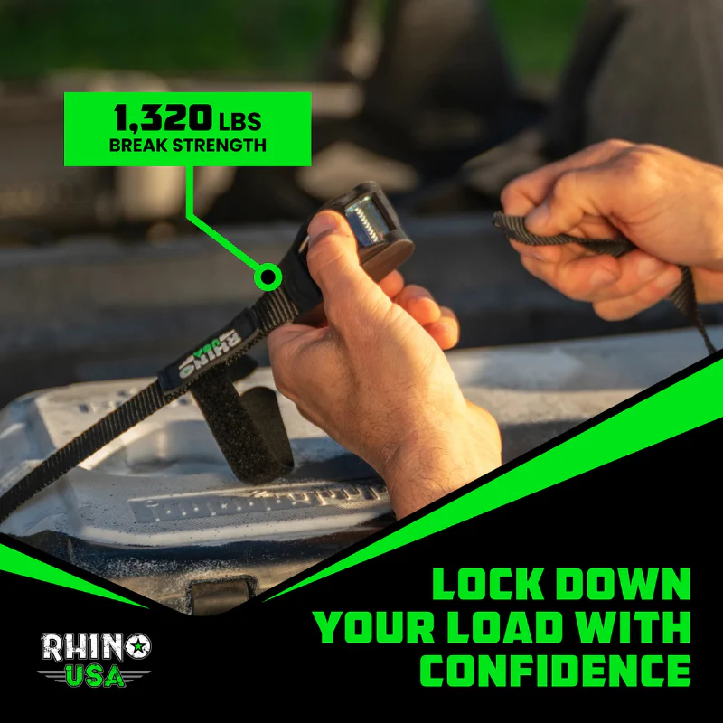 Rhino USA 1In X 12Ft Lashing Tie-Down Straps (4-Pack) Model LASHING-STRAP-4PK - Image 3