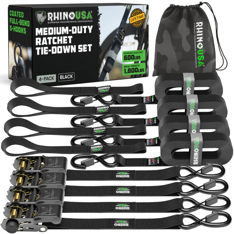 Rhino USA 1In X 15Ft Ratchet Tie-Down Set (4-Pack) Model GMG-R1-4PACK - Image 2