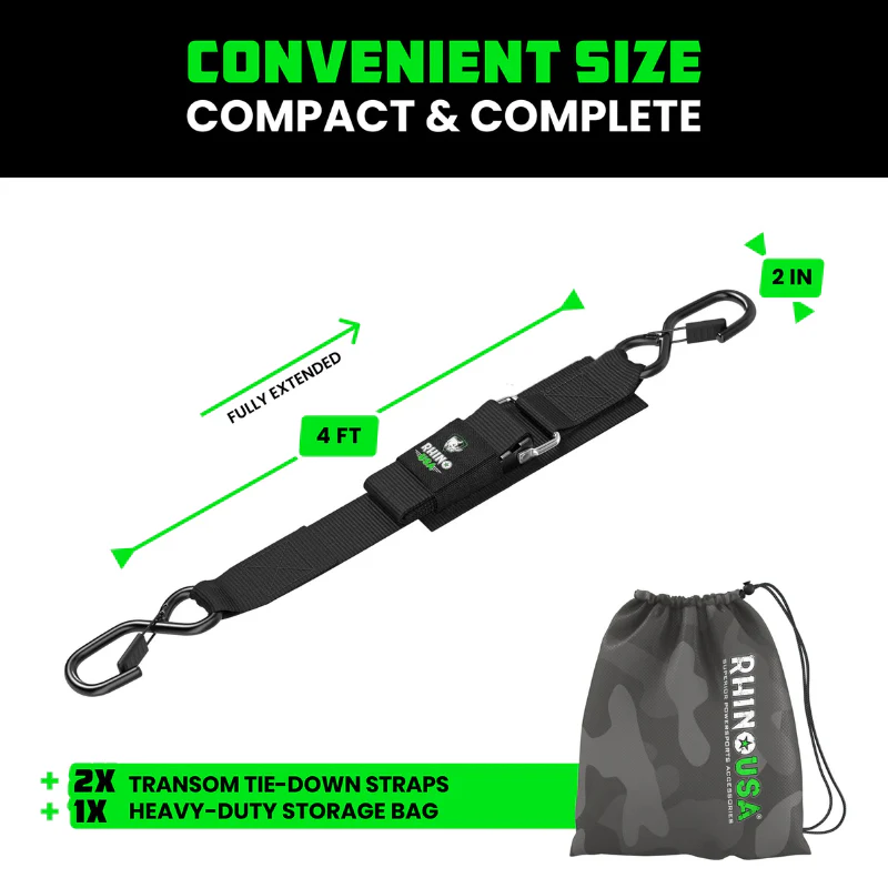 Rhino USA 2In X 4Ft Transom Tie-Down Set (2-Pack) Model RNO-TRNSM-STRPS - Image 2