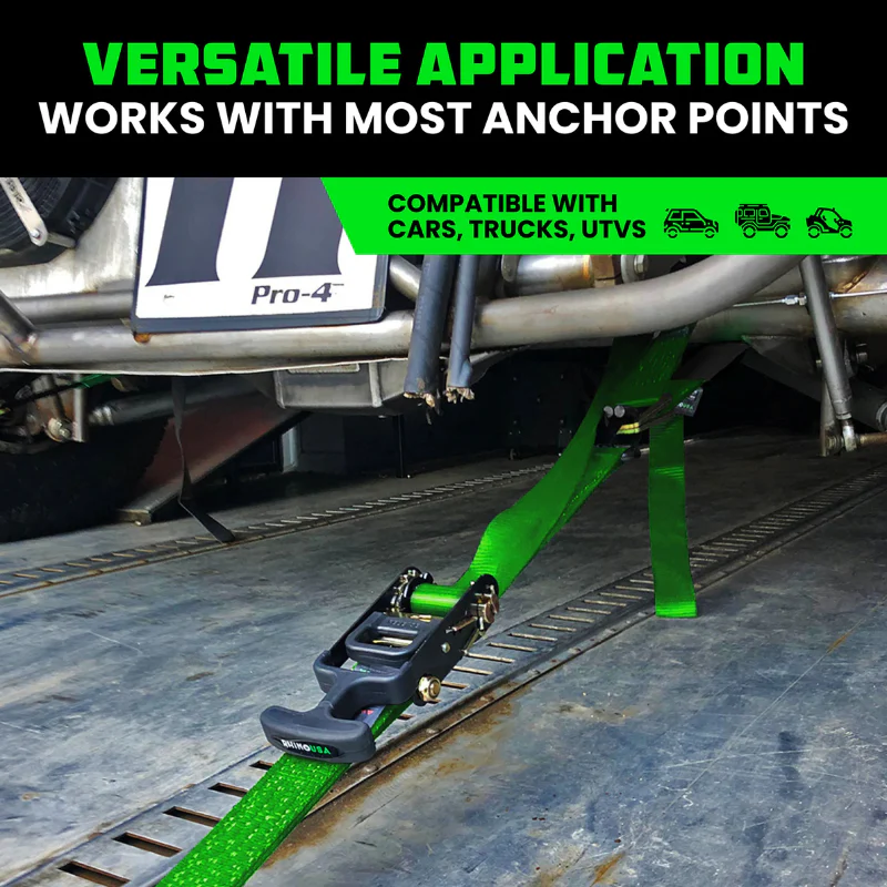 Rhino USA 2In X 8Ft Heavy Duty Vehicle Tie-Down Kit (J-Hook) Green Model 2IN-HDKIT-GRN - Image 3