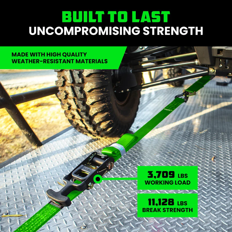 Rhino USA 2In X 8Ft Heavy Duty Vehicle Tie-Down Kit (J-Hook) Green Model 2IN-HDKIT-GRN - Image 8
