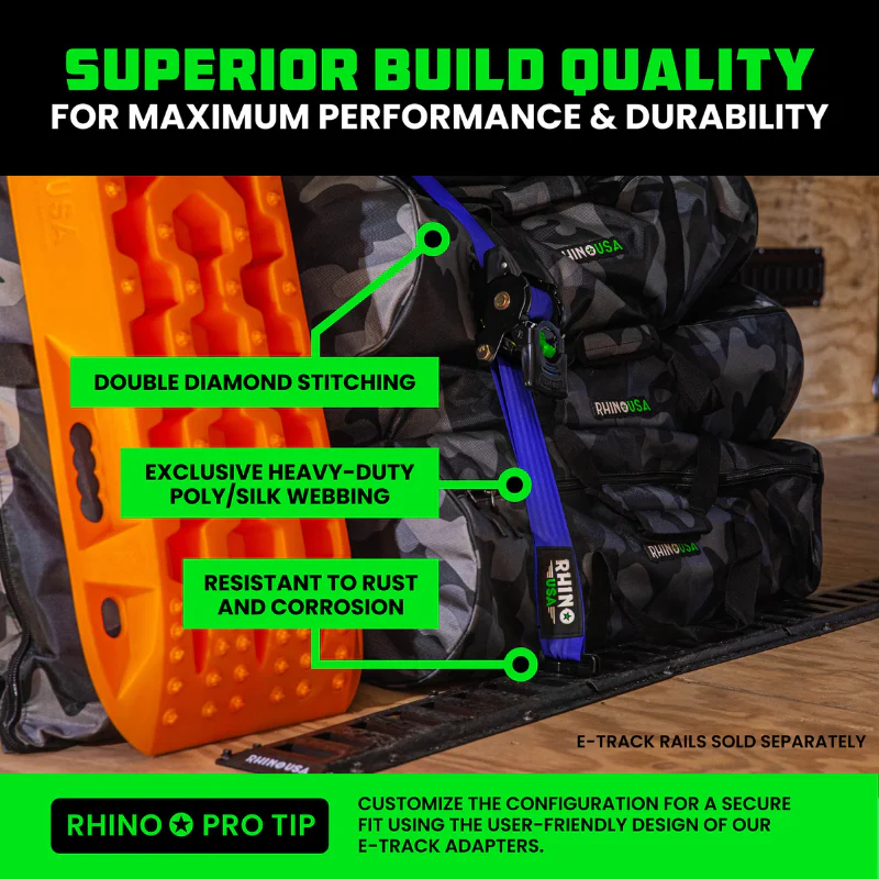 Rhino USA Retractable E-Track Ratchet Straps 2In X 10Ft (4-Pack) Blue Model TD-RSRE2X10-ETRK-4BLU - Image 6