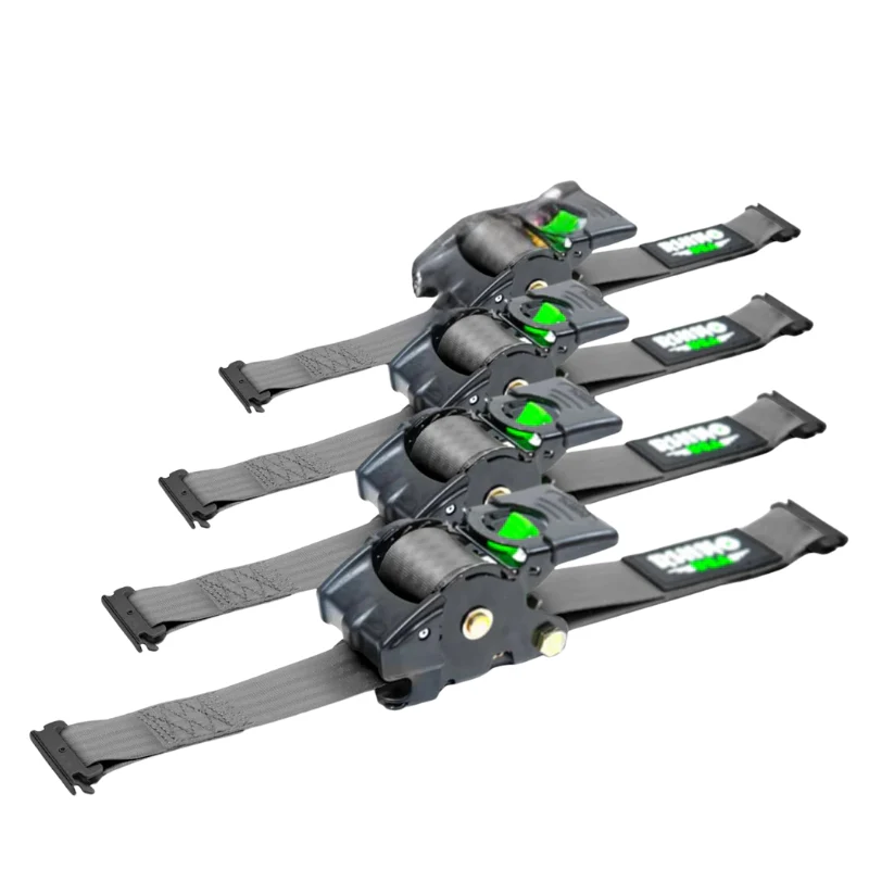 Rhino USA Retractable E-Track Ratchet Straps 2In X 10Ft (4-Pack) Gray Model TD-RSRE2X10-ETRK-4GRY