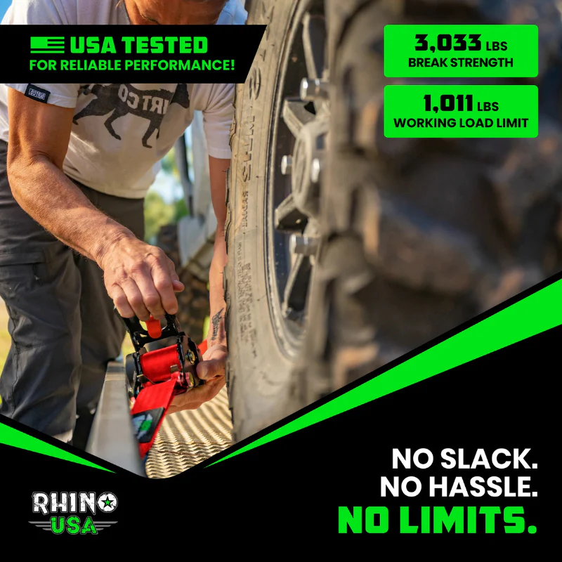 Rhino USA Retractable Ratchet Straps 2In X 10Ft (2-Pack) Red Model TD-RSRE2X10-RED-R - Image 8