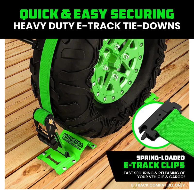 Rhino USA UTV Wheel Chock Tie-Down Kit (2-Wheel Kit) Green Model TD-SSCHOCK-GRN - Image 6